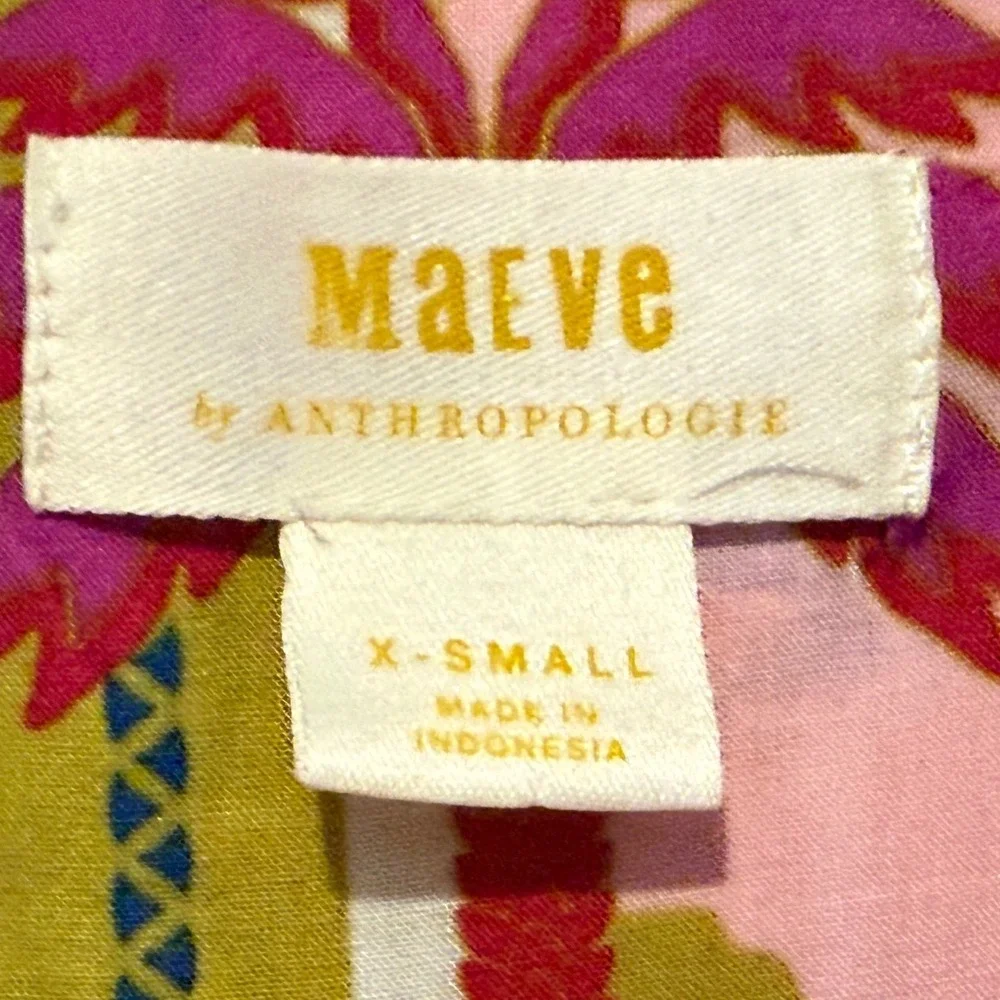 Anthropologie Maeve Bon Voyage Button Down Shirt Womens XS Print Tropical